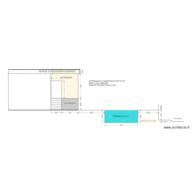 FACADE OUEST MODIFIEE. Plan de 12 pièces et 47 m2