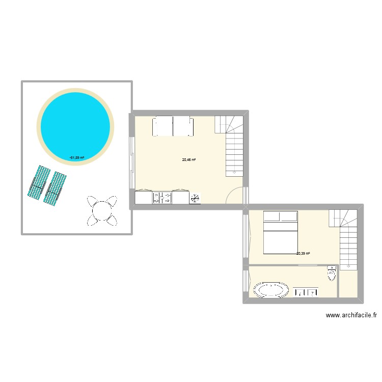 bung 2. Plan de 3 pièces et 76 m2