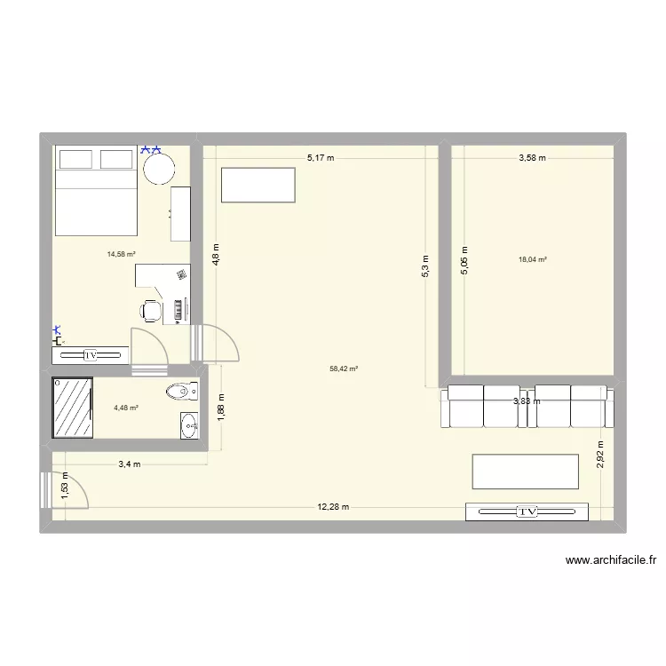 plan maison. Plan de 4  et 96 m²