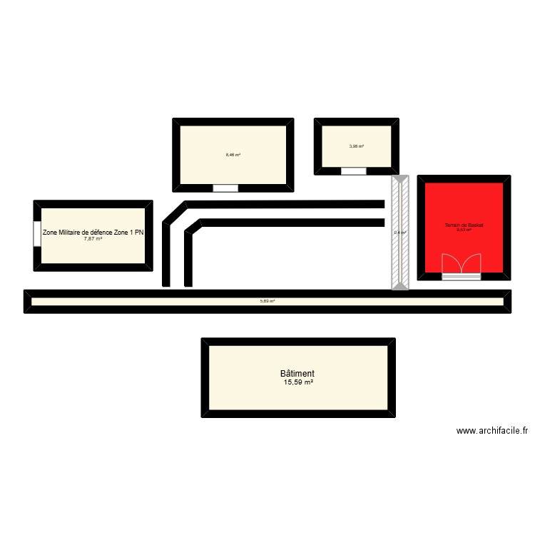 Projet en cours 1. Plan de 7 pièces et 52 m2