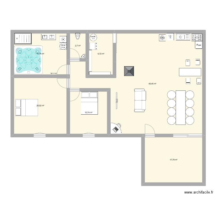 RDC 2. Plan de 7 pièces et 138 m2