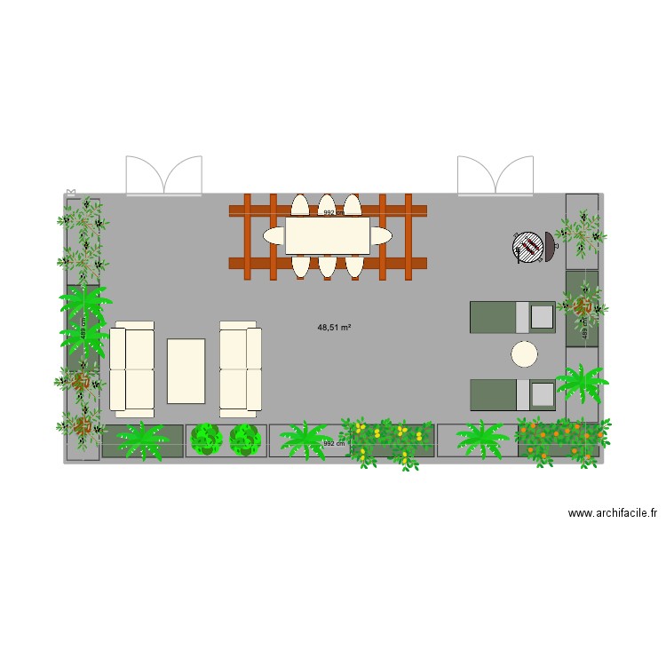 TERRASSE ROM1. Plan de 1 pièce et 49 m2