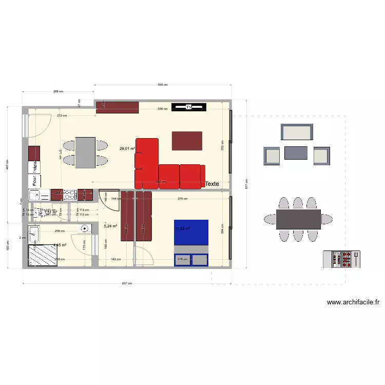 studio 1. Plan de 