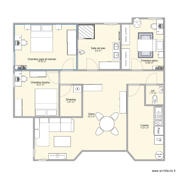 appaer. Plan de 8 pièces et 94 m2