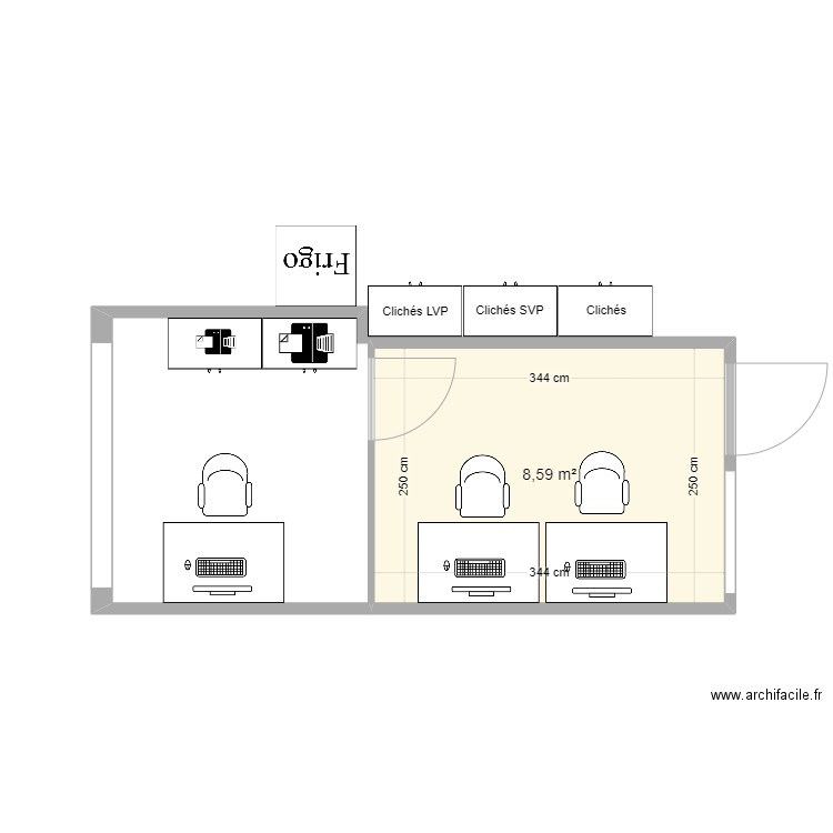 Bureau des Ams 3. Plan de 1 pièce et 9 m2