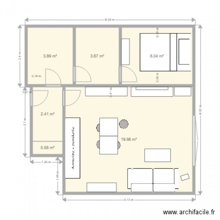 chez moi rosiers 8 meublé salon coté sud. Plan de 0 pièce et 0 m2