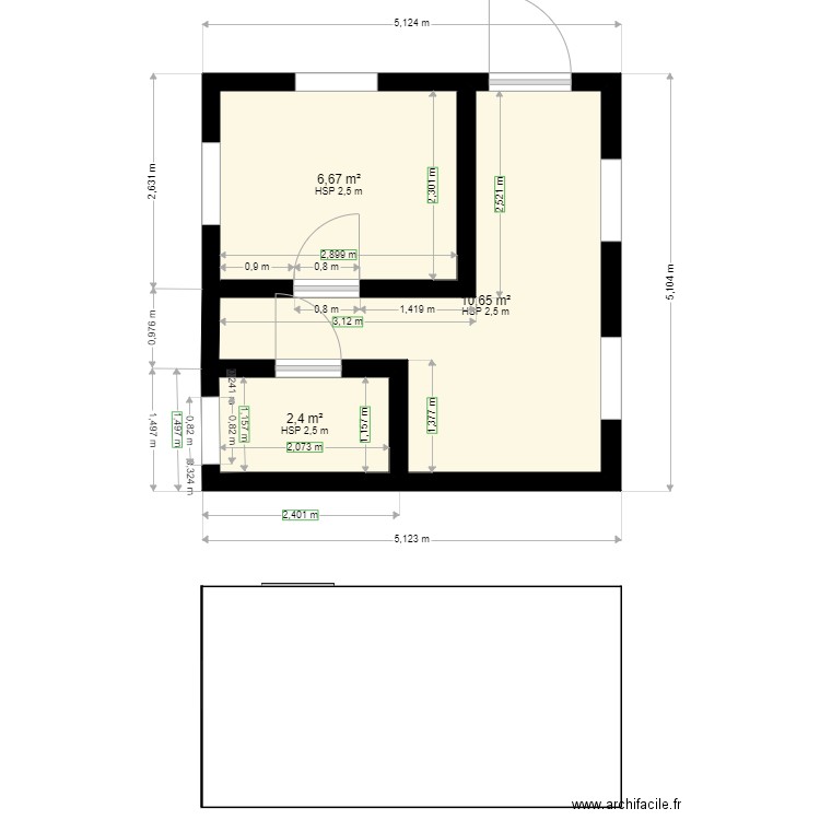 TRANONAVA. Plan de 3 pièces et 20 m2