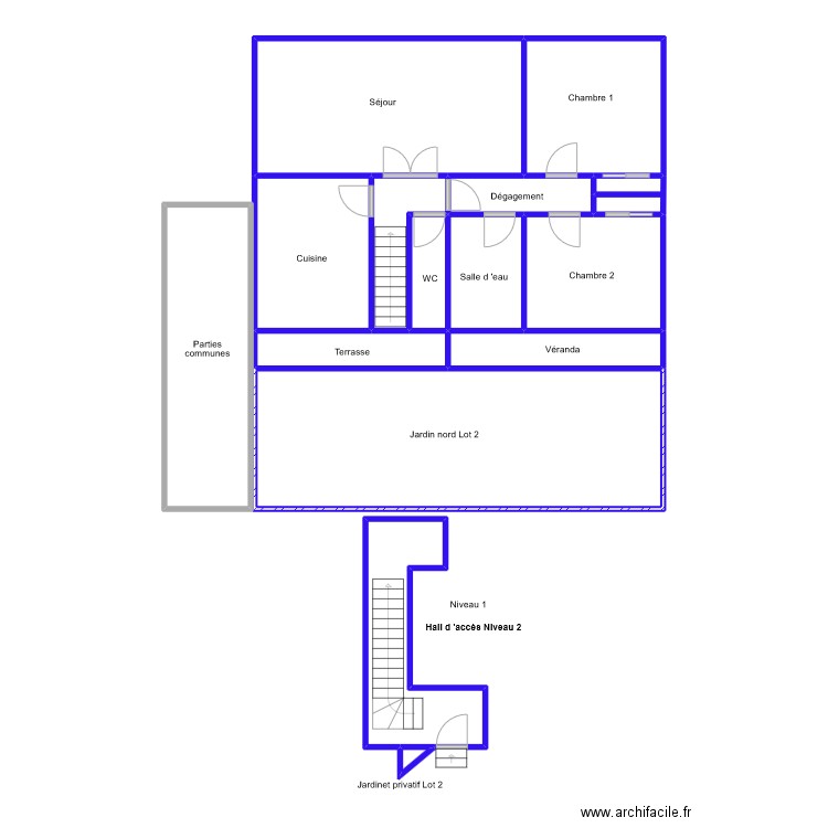 niveau 1 bernardini. Plan de 15 pièces et 149 m2