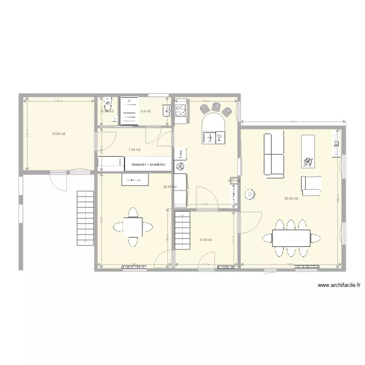 rdc meubl&eacute;. Plan de 