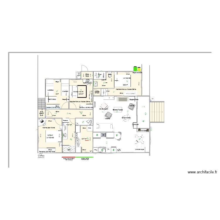 THARON plan cellier sdb. Plan de 10 pièces et 63 m2