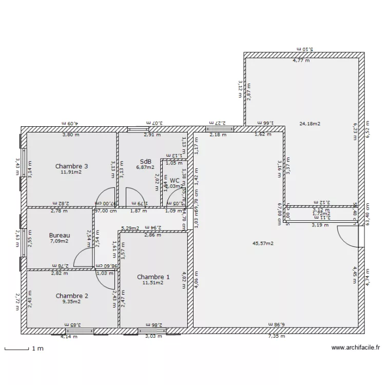 Maison  2m garage sans etage. Plan de 