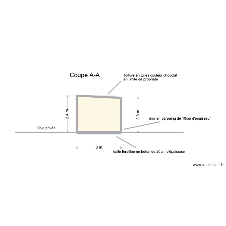 cabane coupe BB. Plan de 1 pièce et 6 m2