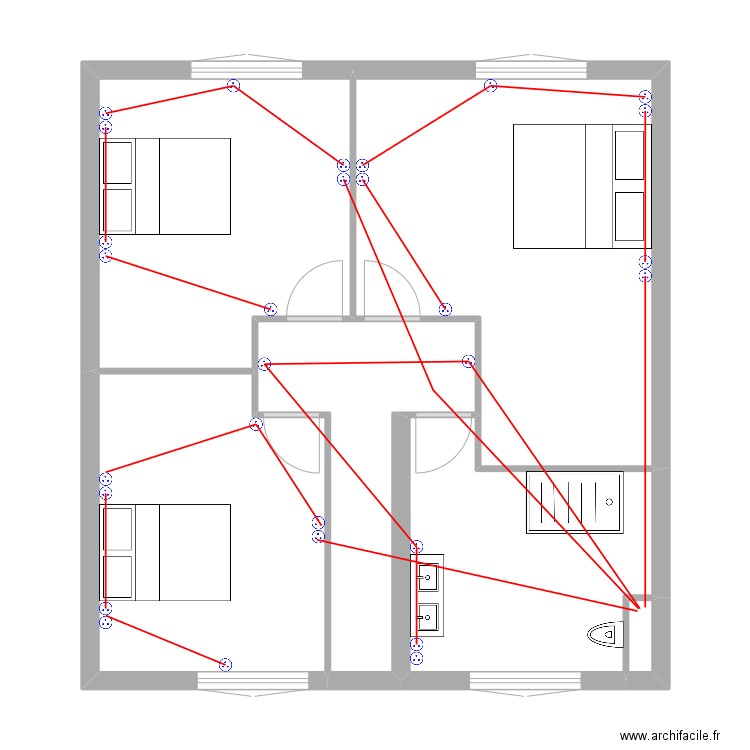 Etage GG Anould Prises. Plan de 6 pièces et 65 m2