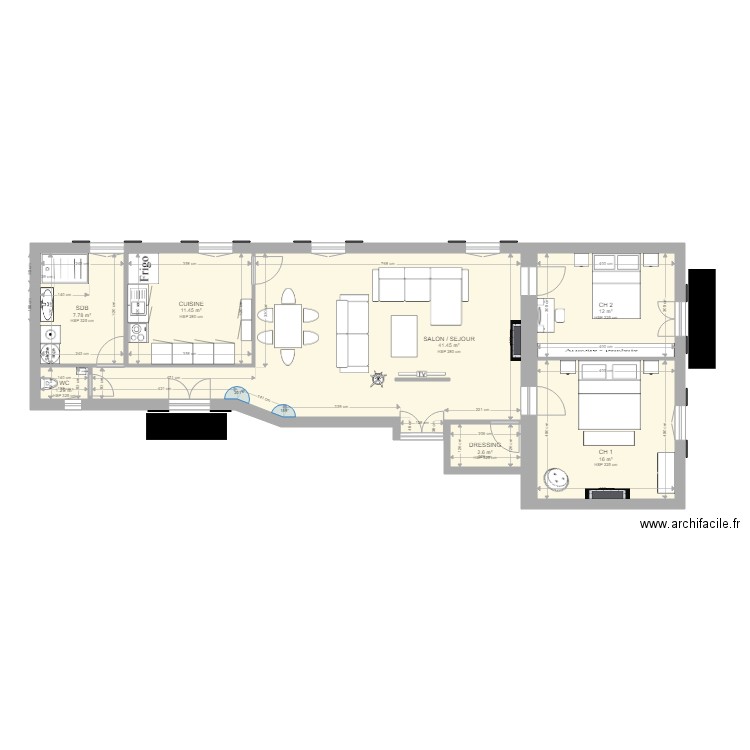 Apt Ajaccio 3  étage version 2. Plan de 0 pièce et 0 m2