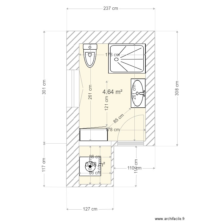 plan 3. Plan de 2 pièces et 6 m2