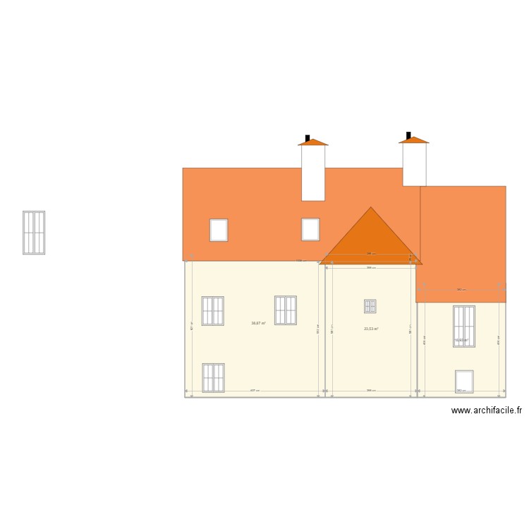 facade arriere. Plan de 0 pièce et 0 m2