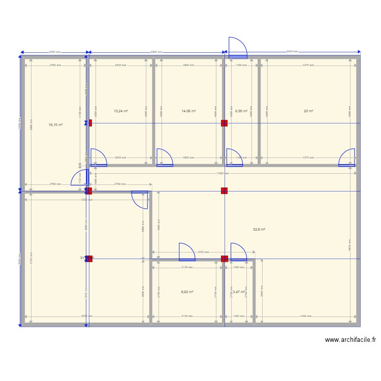 12на15. Plan de 9 pièces et 167 m2