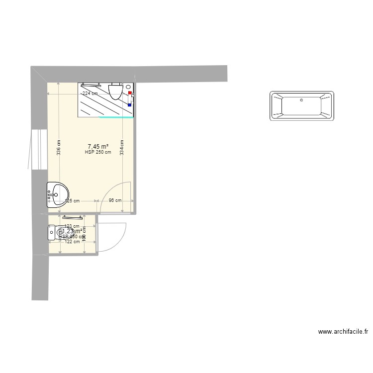 GRANGE A. Plan de 2 pièces et 9 m2