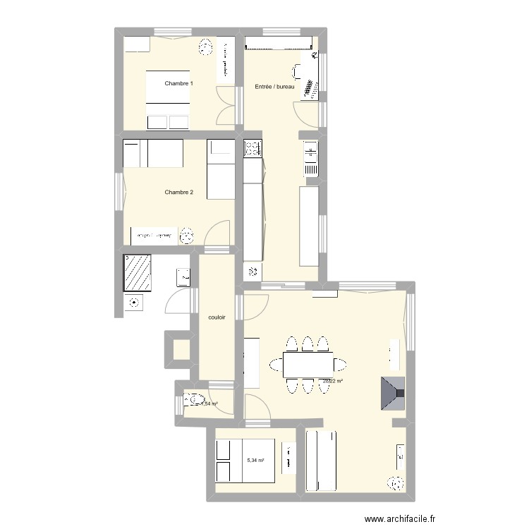 Garage Ferret 2. Plan de 9 pièces et 82 m2