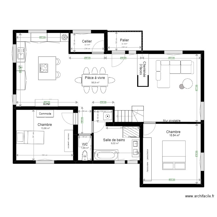 PLAN CYRIL. Plan de 4 pièces et 104 m2