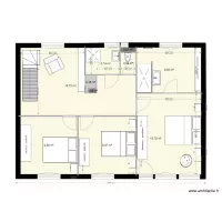 plan 3 chambres mur cass&eacute;