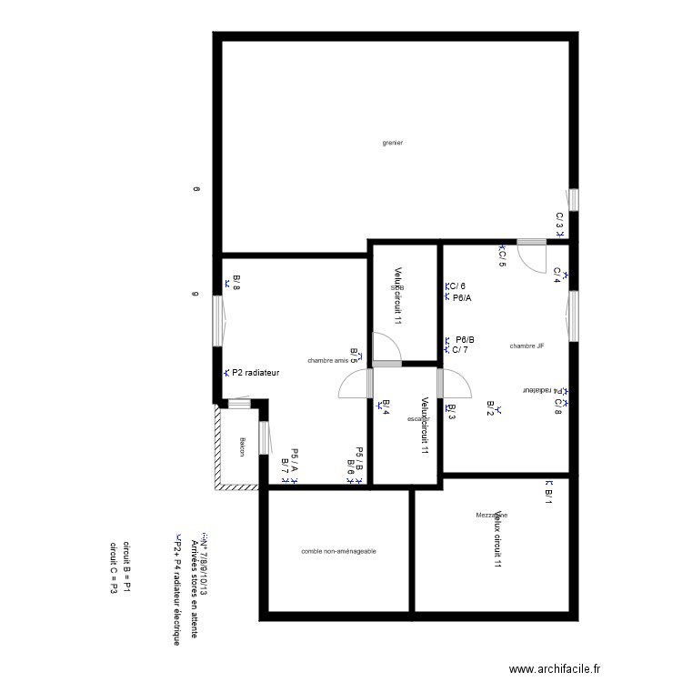 1er étage prises  électricité. Plan de 0 pièce et 0 m2