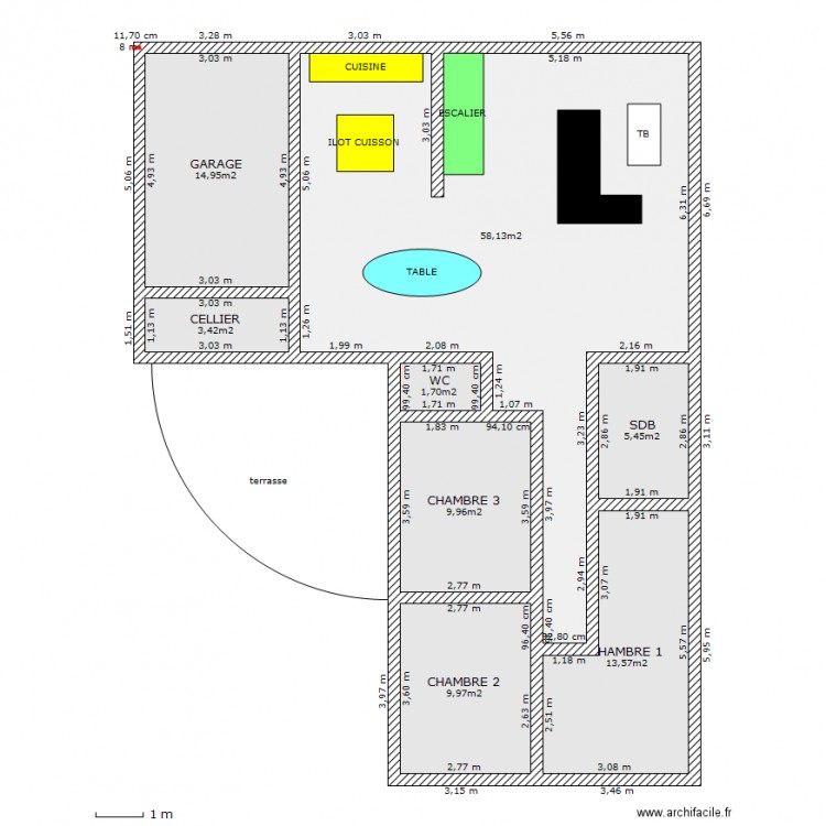 sweethome en L. Plan de 0 pièce et 0 m2