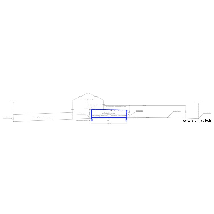 plan de coupe B-B avec projet d'extension. Plan de 0 pièce et 0 m2