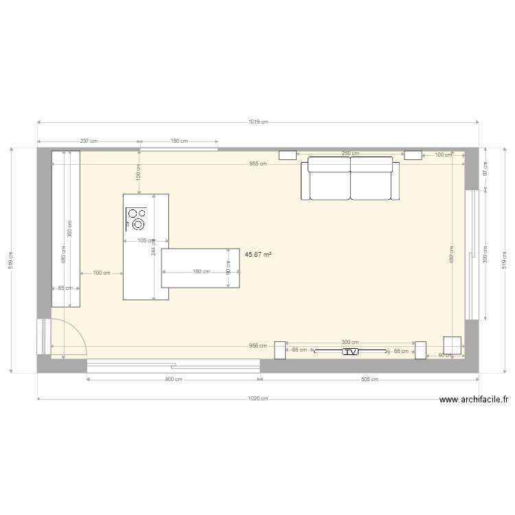 pièce de vie future . Plan de 0 pièce et 0 m2