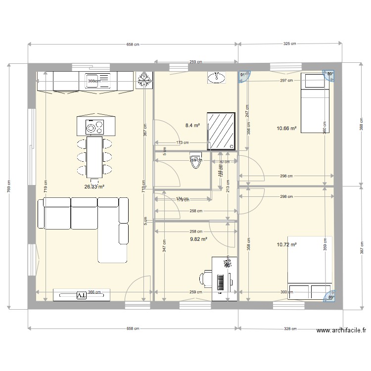 maison 70 m2. Plan de 0 pièce et 0 m2