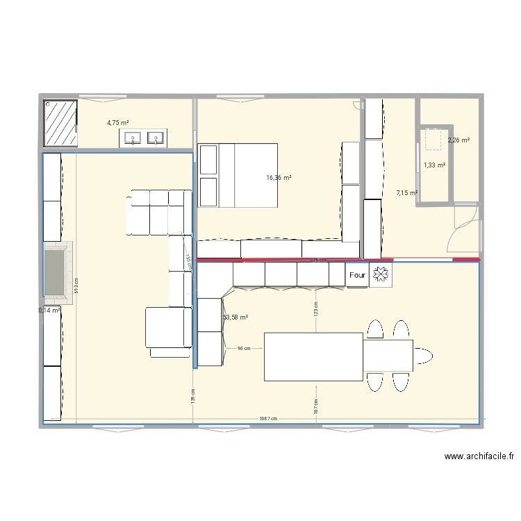 OINVILLE RDC. Option5. Plan de 7 pièces et 86 m2