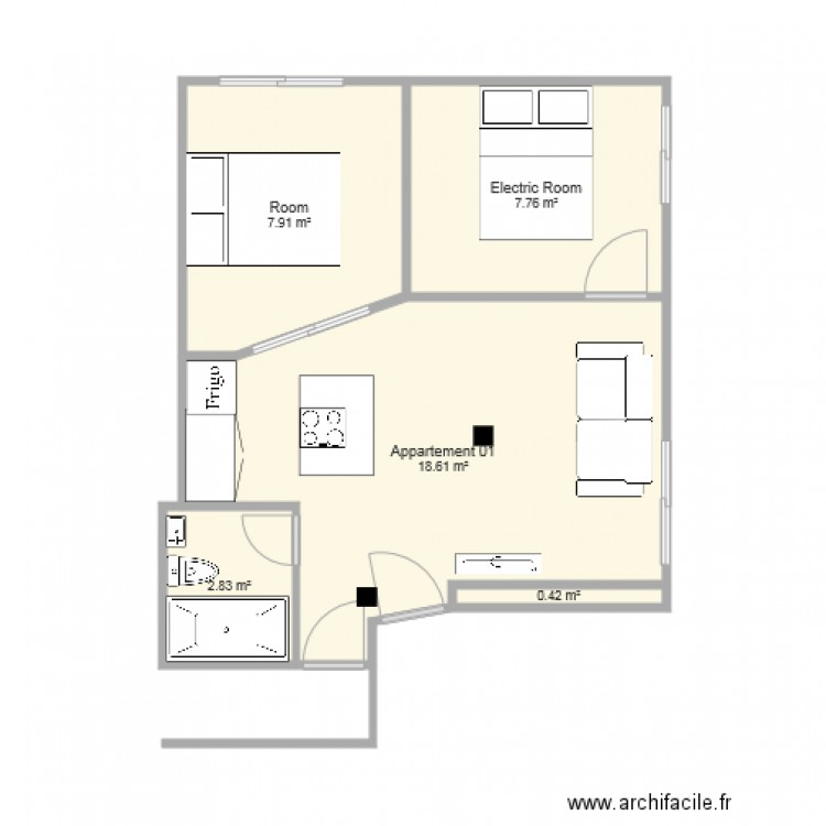 Appartement 01 Modification B. Plan de 0 pièce et 0 m2