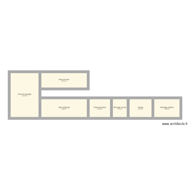 labo de transformation. Plan de 7 pièces et 51 m2