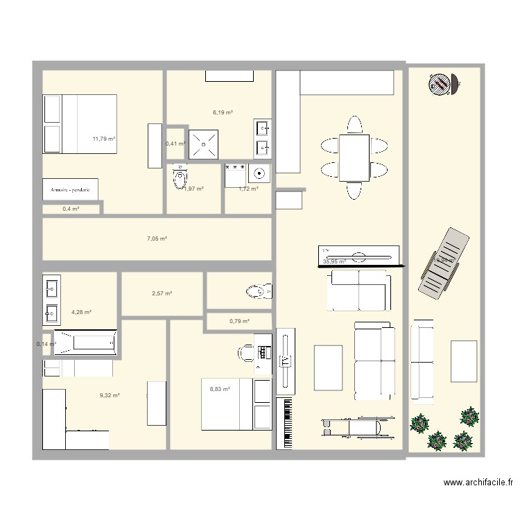 cenon. Plan de 15 pièces et 111 m2