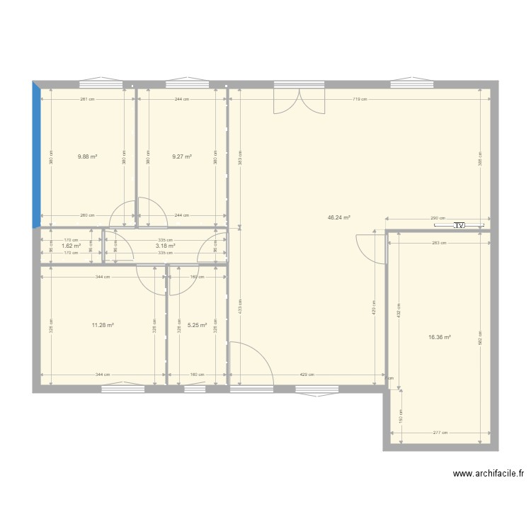 berry. Plan de 8 pièces et 103 m2