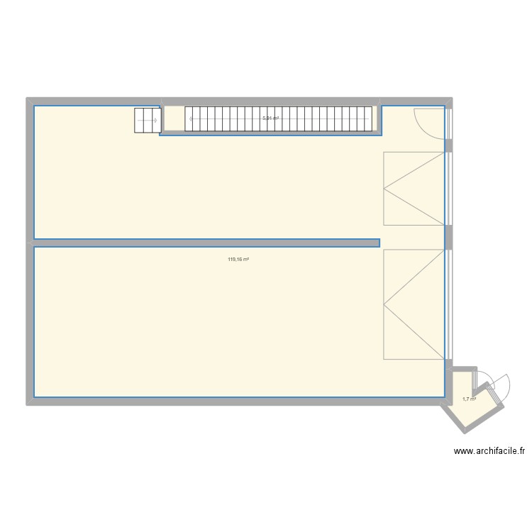 RDC sainte barbe. Plan de 3 pièces et 127 m2