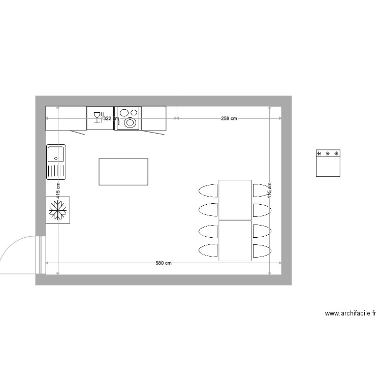 cuisine 1. Plan de 1 pièce et 24 m2