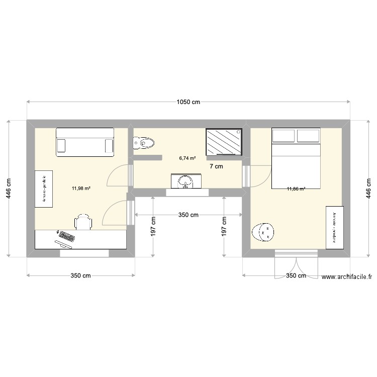 Annexe. Plan de 3 pièces et 31 m2