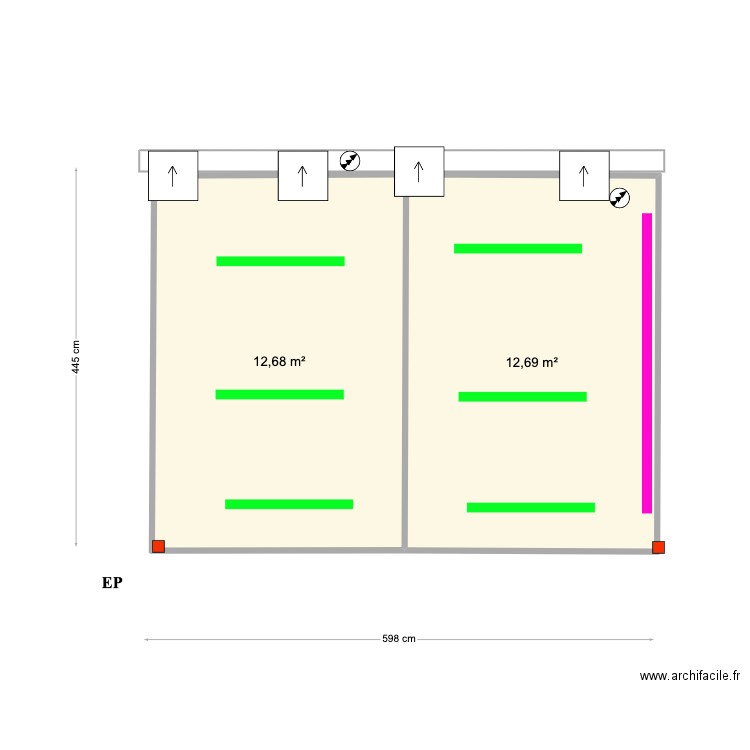 DENNIS. Plan de 2 pièces et 25 m2