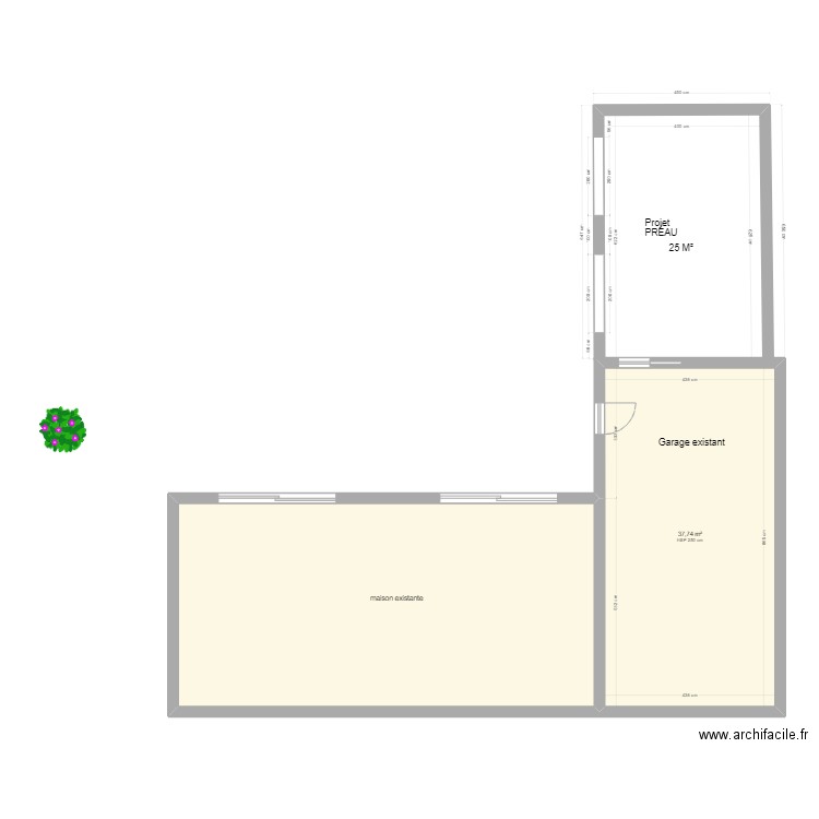 plan extension préau. Plan de 2 pièces et 93 m2