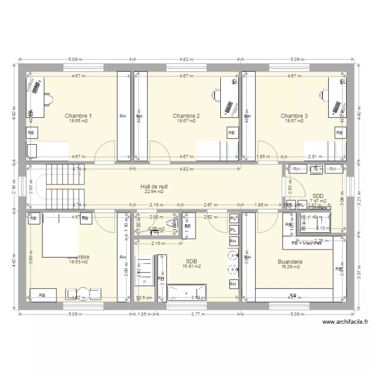 Maison Etage 19. Plan de 
