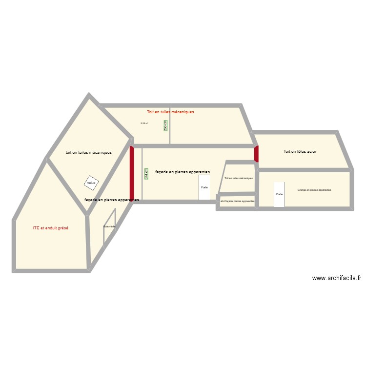 façade maison côté jardin. Plan de 0 pièce et 0 m2
