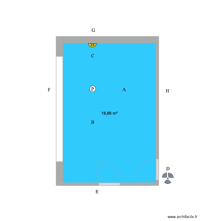 poste de travail n° 4 Sacré coeur. Plan de 1 pièce et 19 m2