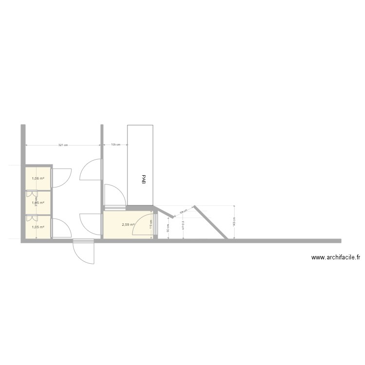 SDT. Plan de 4 pièces et 6 m2