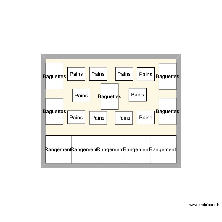 Linéaire pain. Plan de 1 pièce et 7 m2