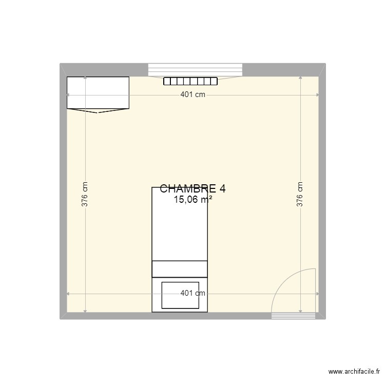 CHAMBRE 4 noel. Plan de 1 pièce et 15 m2