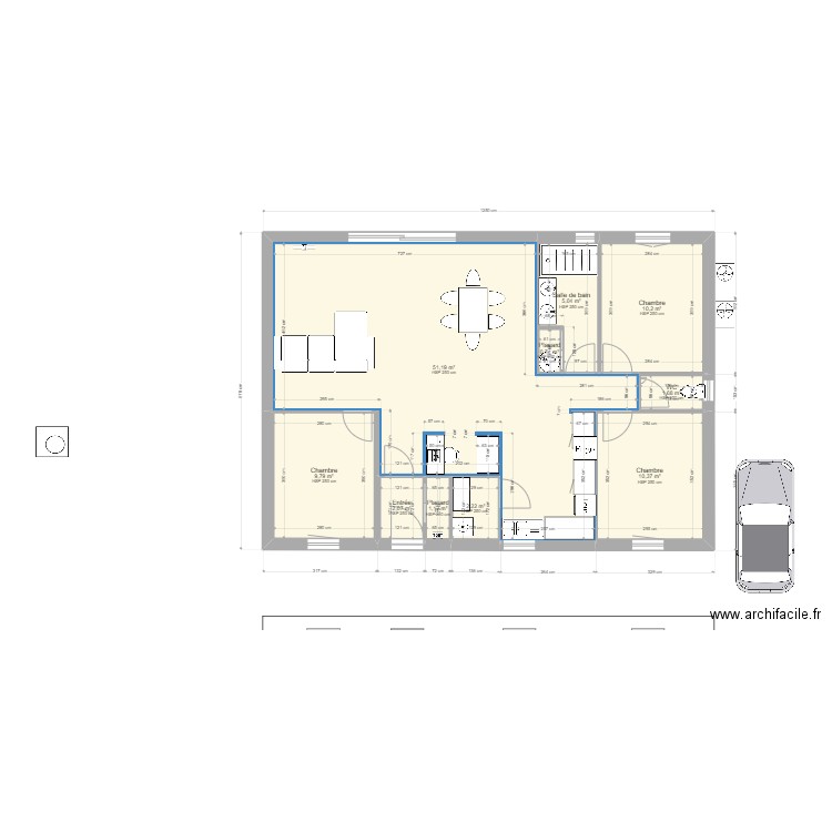 Audebeau primevere. Plan de 10 pièces et 94 m2