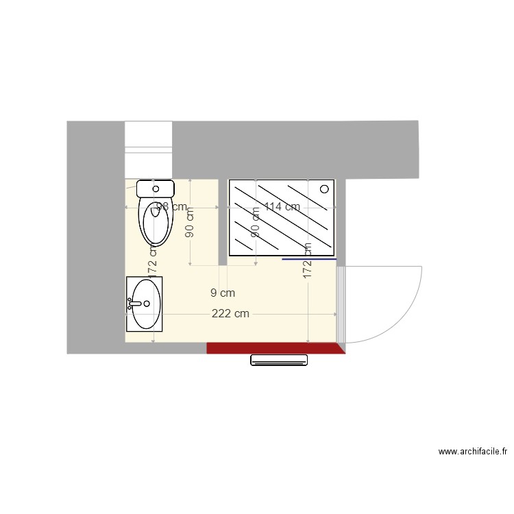Salle de bains Aventignan projet 1. Plan de 0 pièce et 0 m2