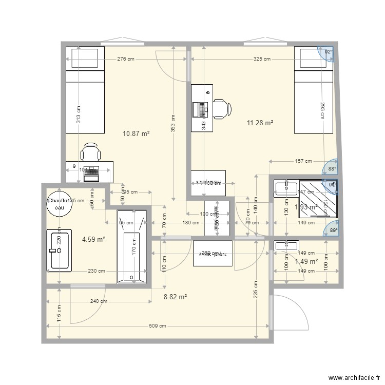 studio chambre apres travaux 2. Plan de 0 pièce et 0 m2