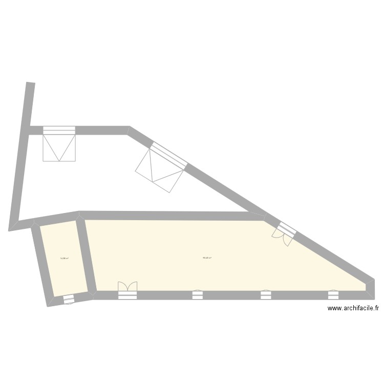 rdc st hillaire. Plan de 2 pièces et 105 m2